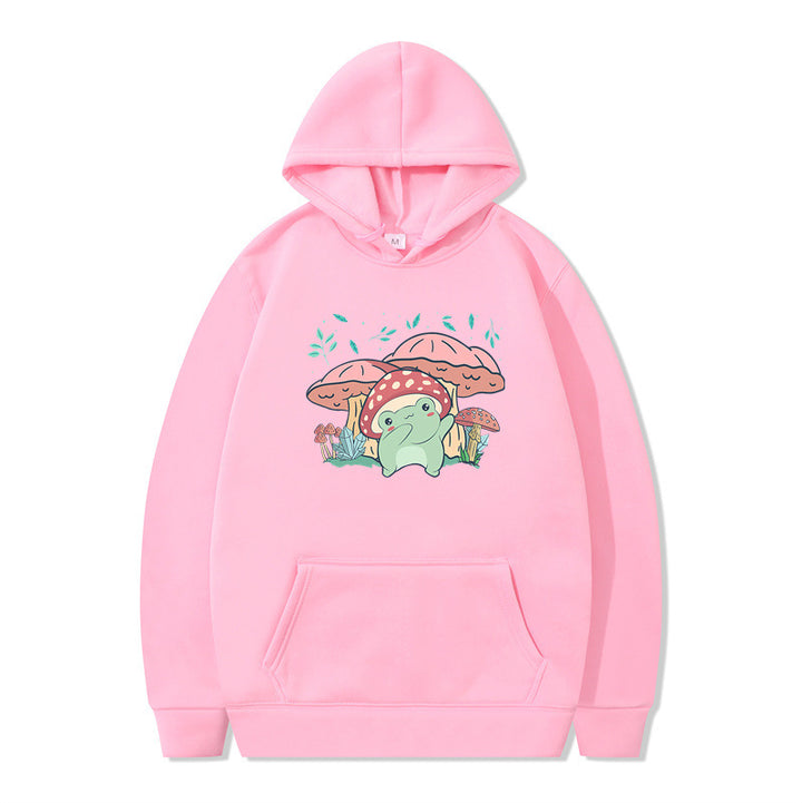 Cute Frog Sweater for Women Men Kawaii Mushroom Hoodie for Teens Couple's Clothes