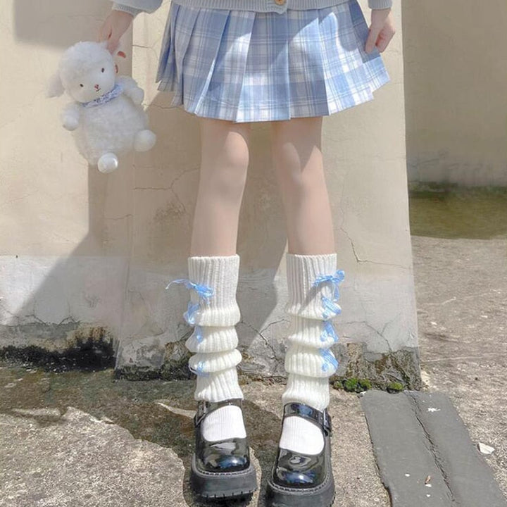 Women Girls Knitted Leg Warmers Cover Student Lolita Loose Boot Socks Stockings