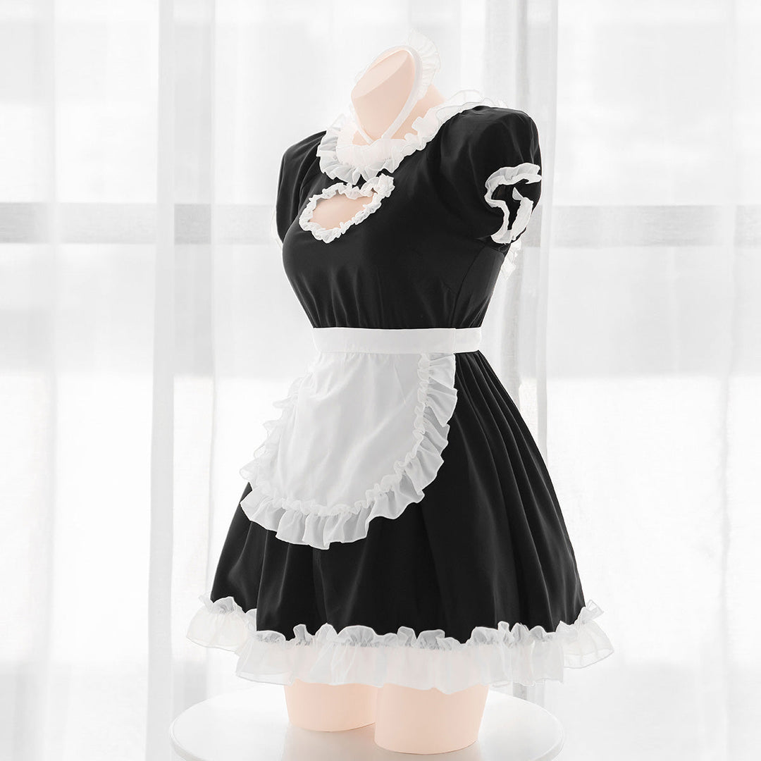 Lovely Love Hollow Out Maid Dress Outfit