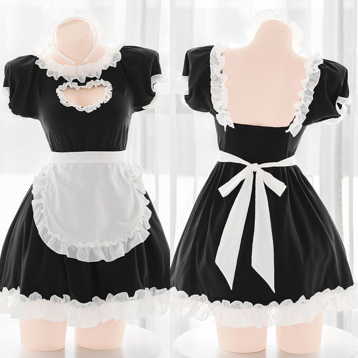 Lovely Love Hollow Out Maid Dress Outfit