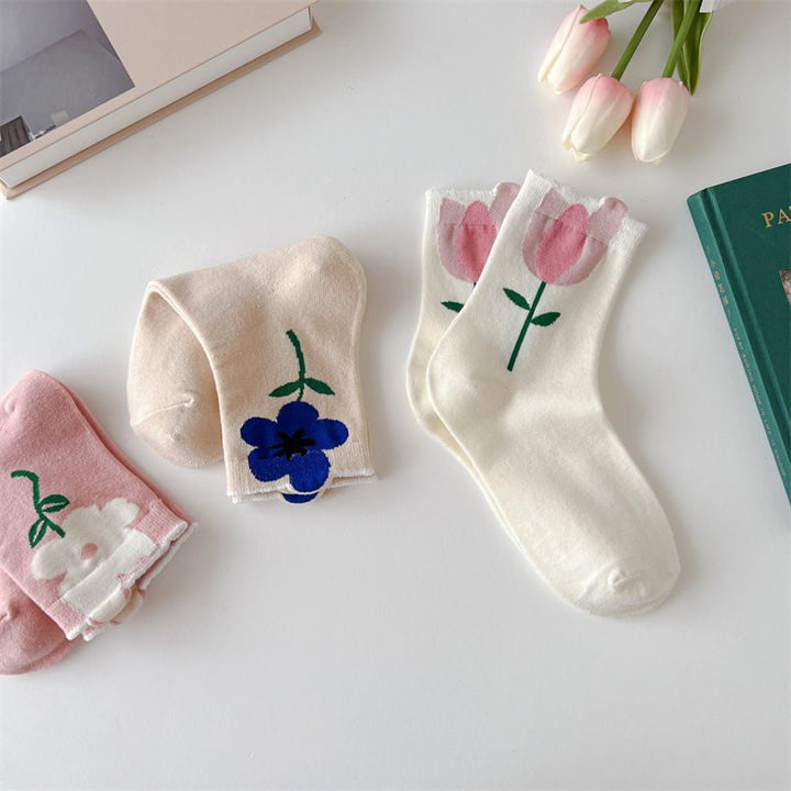 Cute Flowers Candy Color Socks