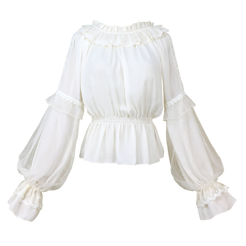 Girls Sweet Lolita Blouse With Puff Sleeve
