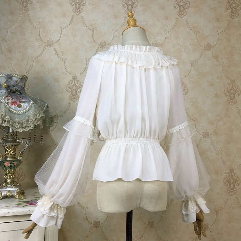 Girls Sweet Lolita Blouse With Puff Sleeve