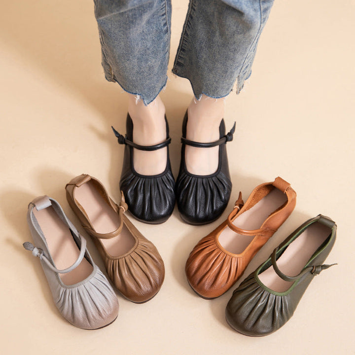 Women's Genuine Leather Mary Janes - Vintage Shell Soft Sole