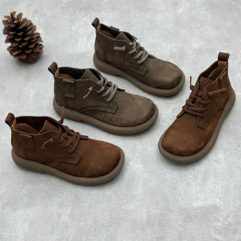 Casual Comfortable Lace-up Genuine Leather Women's Boots