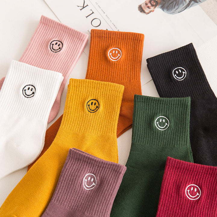 3 Pairs Smiley Cotton Socks Women's Socks