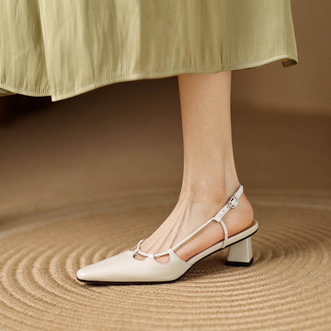 Women's Leather Elegant & Sophisticated Pointed Toe Heels Sandals