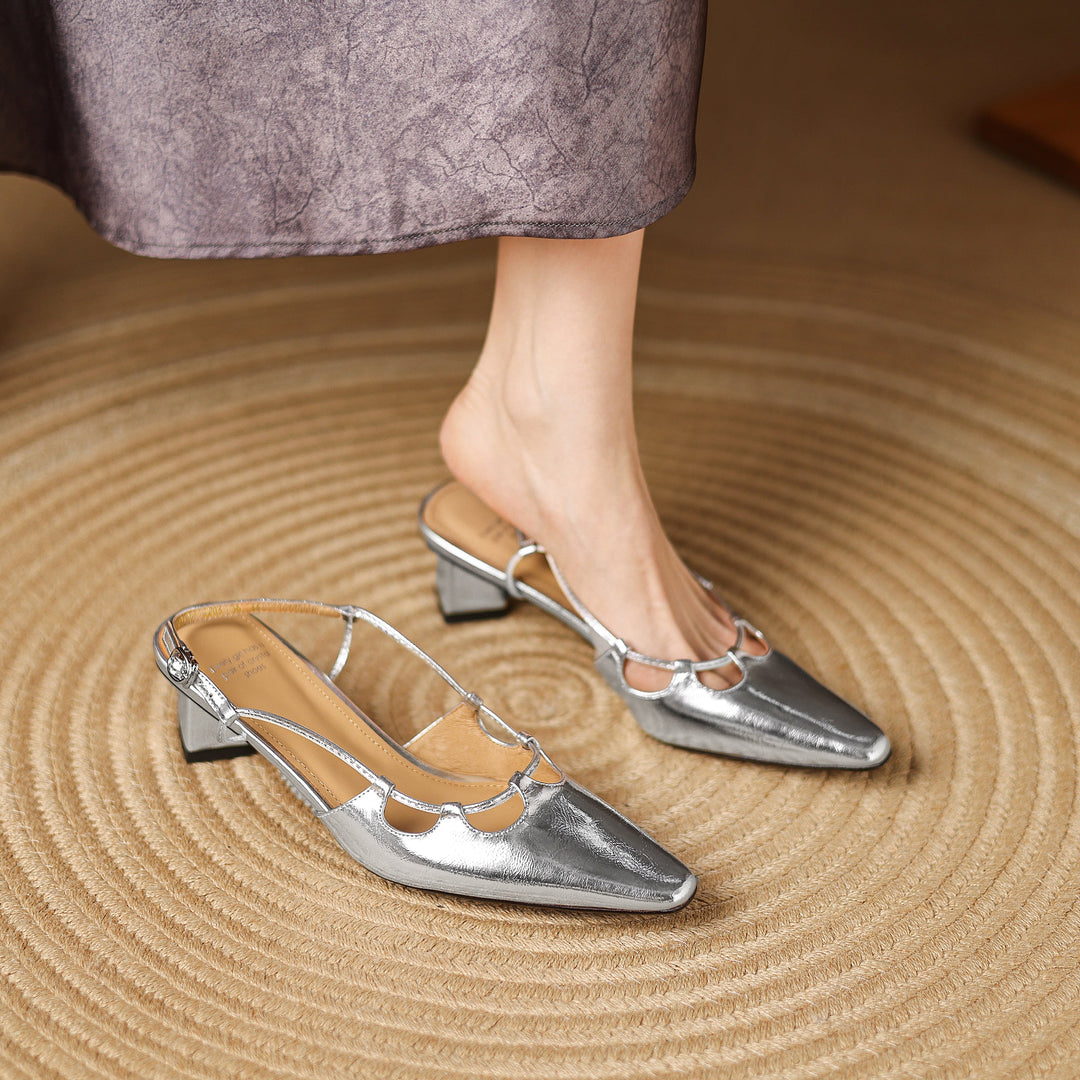 Women's Leather Elegant & Sophisticated Pointed Toe Heels Sandals