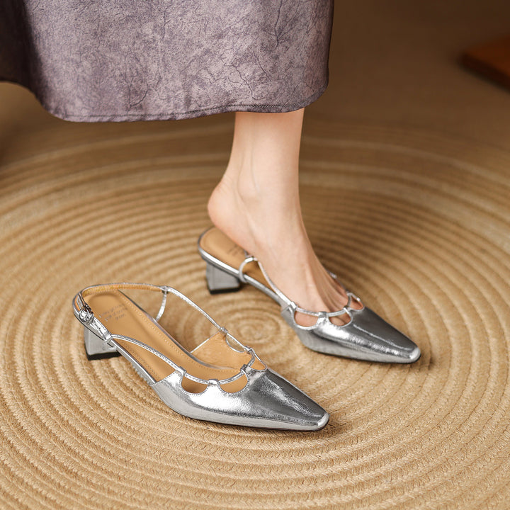 Women's Leather Elegant & Sophisticated Pointed Toe Heels Sandals