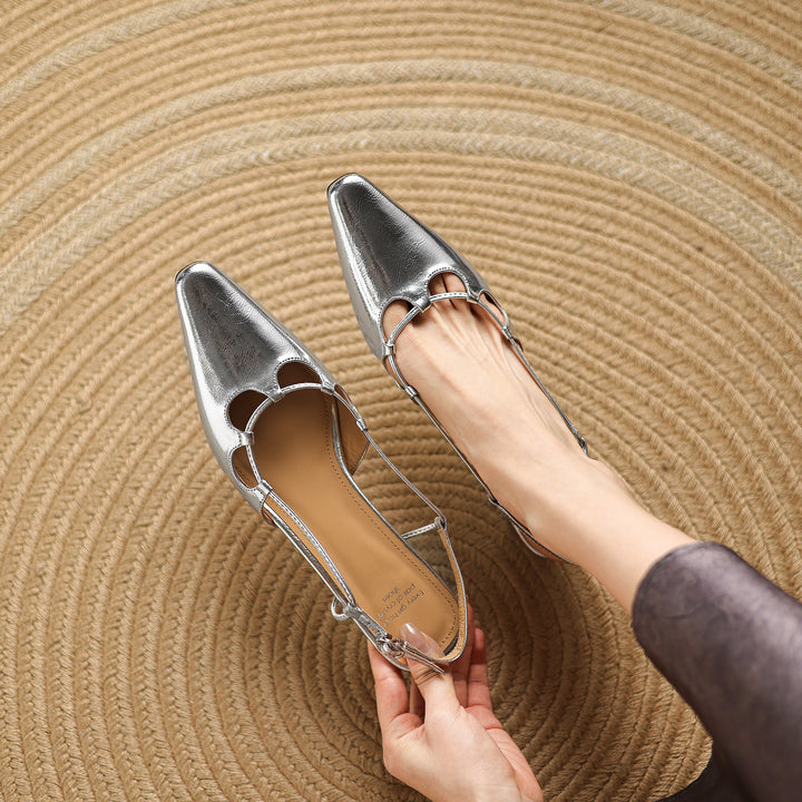 Women's Leather Elegant & Sophisticated Pointed Toe Heels Sandals