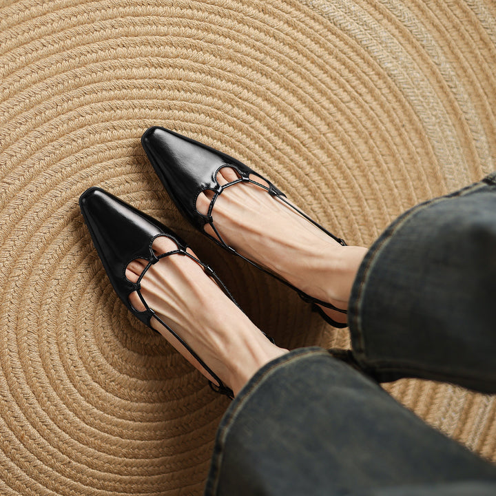 Women's Leather Elegant & Sophisticated Pointed Toe Heels Sandals