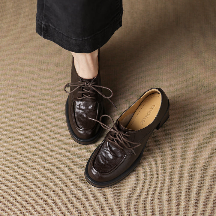 Women's Handmade Sheepskin Oxford Shoes – Business Style Block High Heels