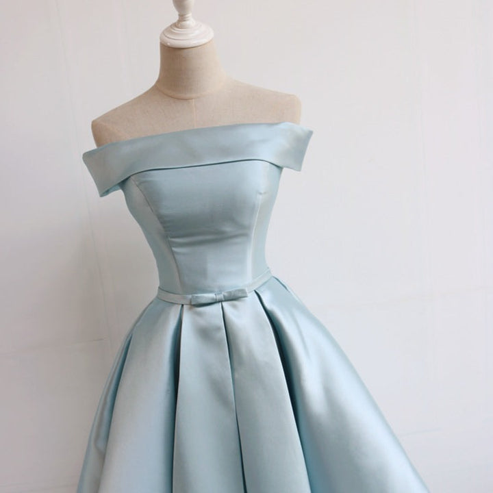 Pleated Satin Homecoming Dress With Off Shoulder