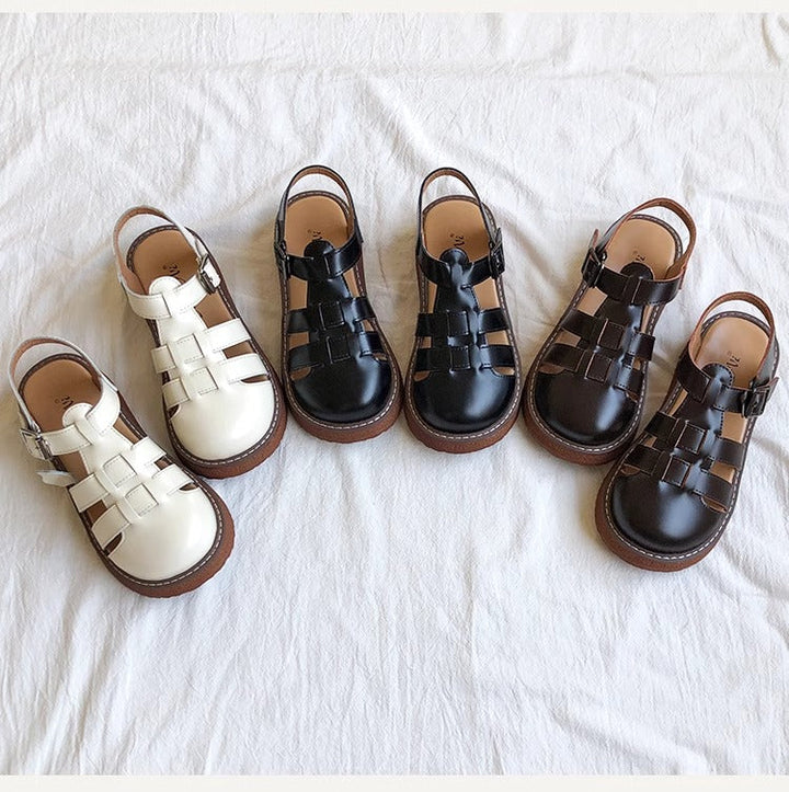 Clearance Sale Women's Leather Closed Toe Round Sandals