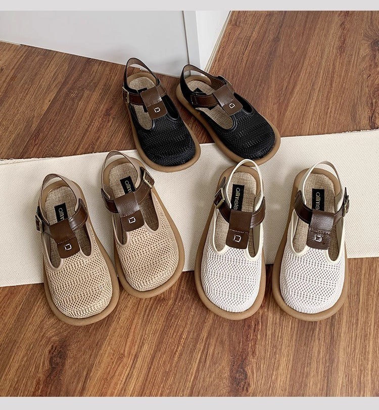 Women's Breathable Mesh Patchwork Sandals – Summer Casual Flat Shoes