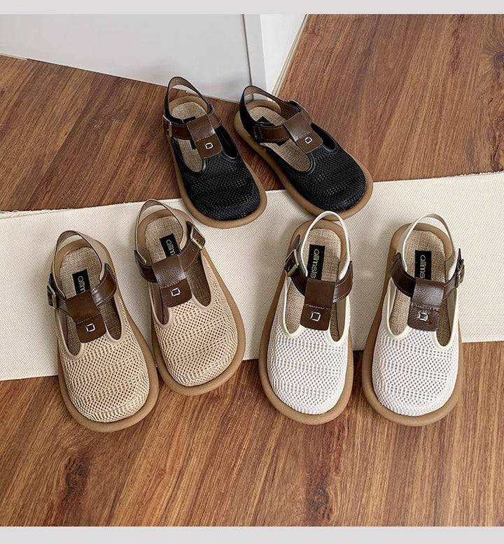 Women's Breathable Mesh Patchwork Sandals – Summer Casual Flat Shoes