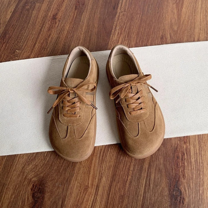 Women's Casual Cow Suede Lace-Up Sneakers – Comfortable & Stylish