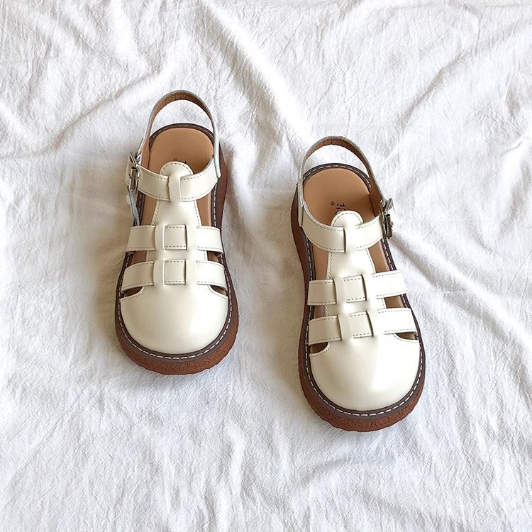 Clearance Sale Women's Leather Closed Toe Round Sandals