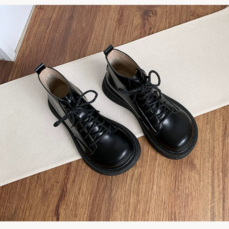 Women's Ankle Boots Lace Up Casual Low Heel Short Booties
