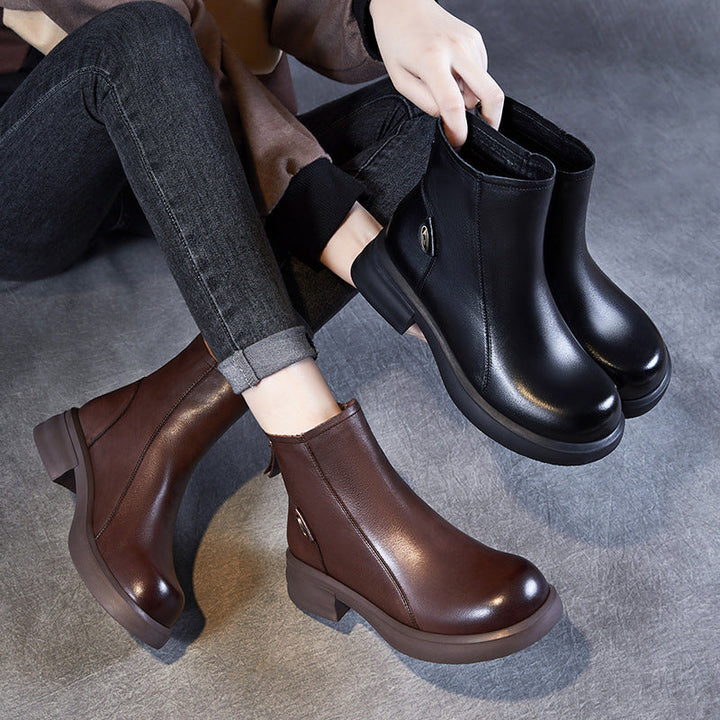 Women's Casual Genuine Leather Ankle Boots – Comfortable for Daily Wear