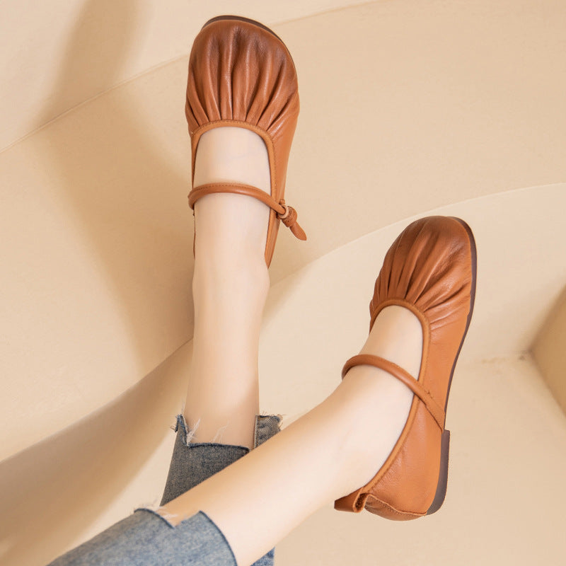 Women's Genuine Leather Mary Janes - Vintage Shell Soft Sole