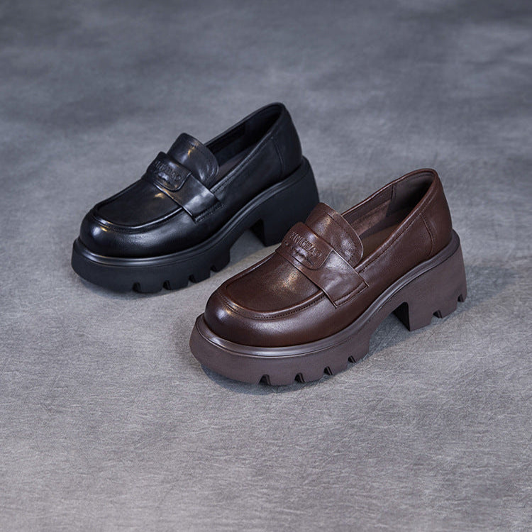 Minimalist Leather Loafers – Lightweight Platform Slip-Ons for Women