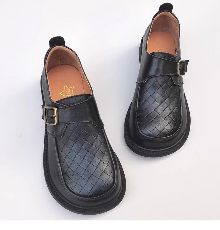 Genuine Leather Women's Loafers - Wide Fit & Big Toe Box British Style Slip-On