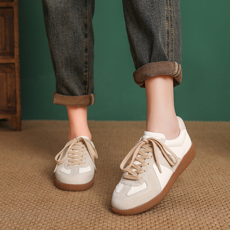 Women's Patchwork Flat Sneakers – Casual Tennis Style