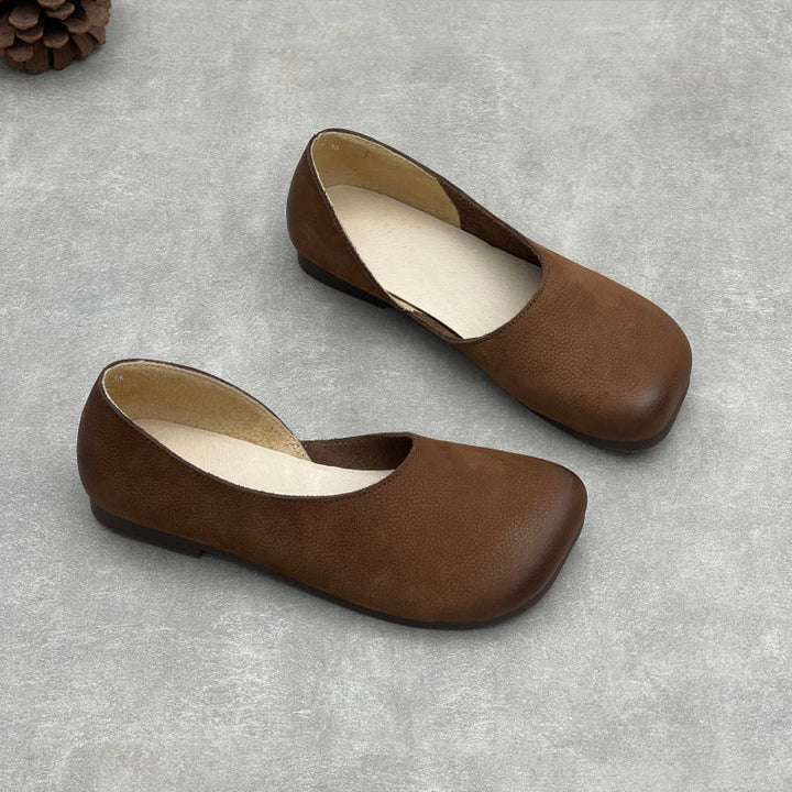 Women’s Handmade Leather Slip-On Flats – Asymmetric Comfortable Casual Shoes