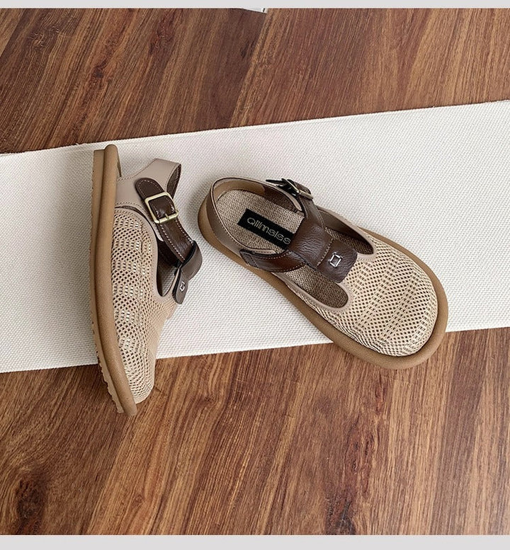 Women's Breathable Mesh Patchwork Sandals – Summer Casual Flat Shoes