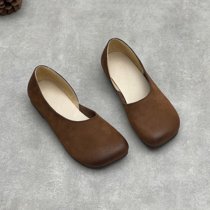Women’s Handmade Leather Slip-On Flats – Asymmetric Comfortable Casual Shoes