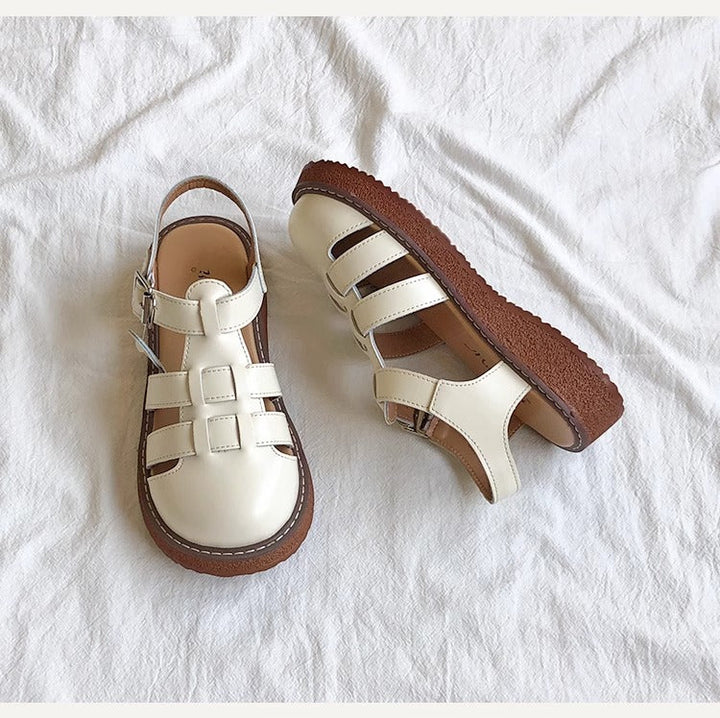 Clearance Sale Women's Leather Closed Toe Round Sandals