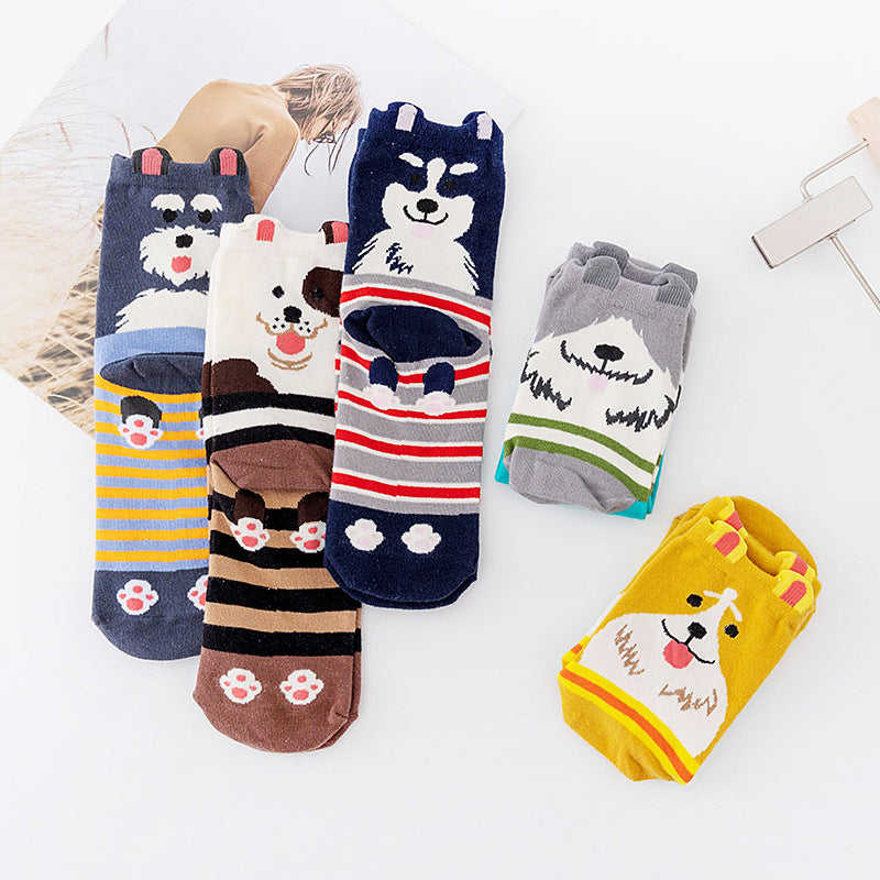 5 Pairs Cute Animal Socks for Women, Funny Dog Socks