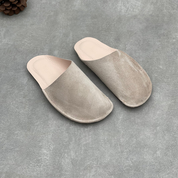 Women's Leather Closed Toe Mules Retro Slip-on Flats Slippers Vintage Slide Summer