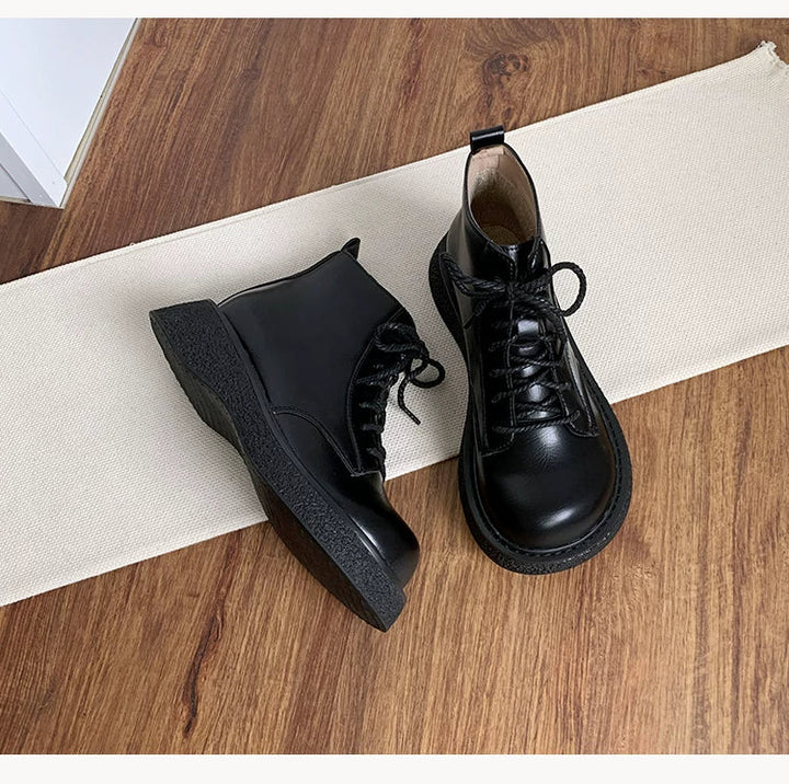 Women's Ankle Boots Lace Up Casual Low Heel Short Booties