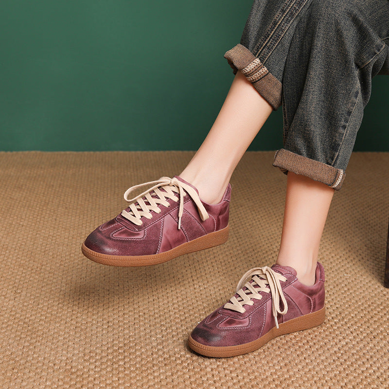 Women's Patchwork Flat Sneakers – Casual Tennis Style