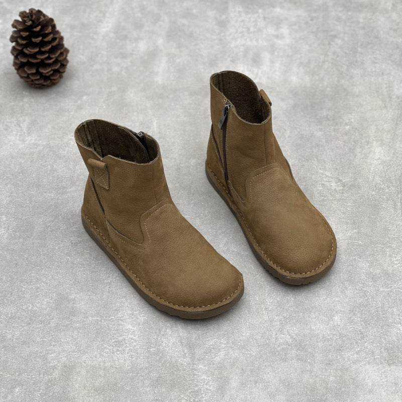 Women's Minimalist Leather Zipper Ankle Boots – Everyday Style