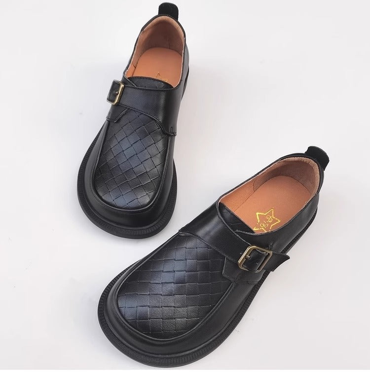 Genuine Leather Women's Loafers - Wide Fit & Big Toe Box British Style Slip-On