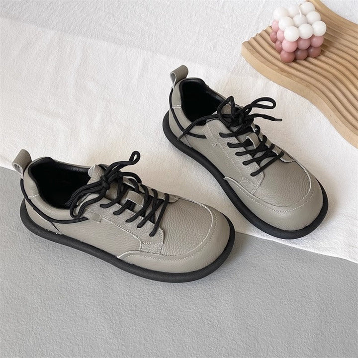 Women's Vintage Leather Lace-Up Flat Casual Shoes