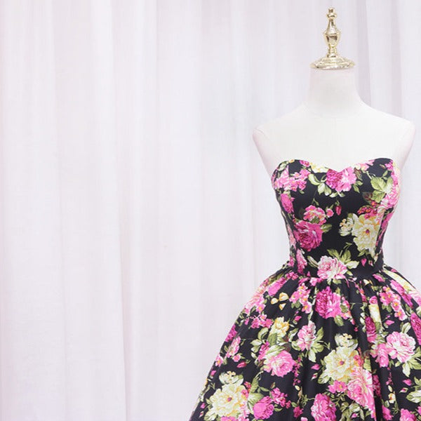 Vintage Floral Short Gown Homecoming Dress