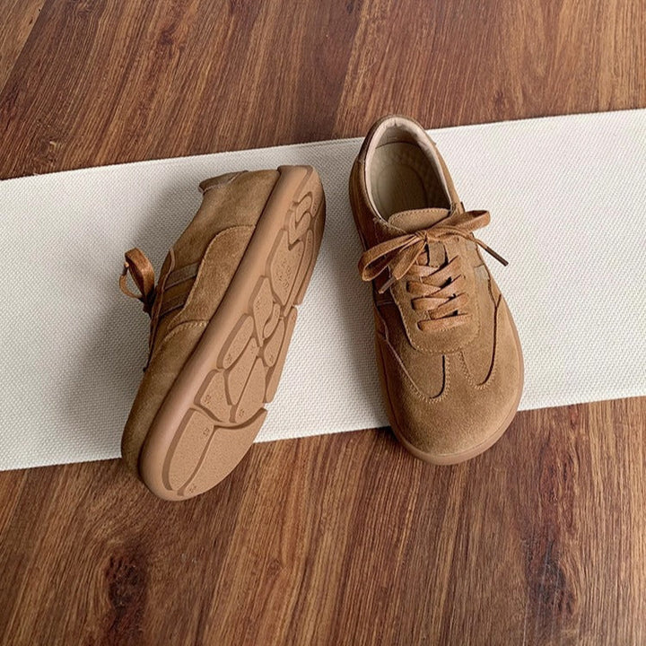 Women's Casual Cow Suede Lace-Up Sneakers – Comfortable & Stylish