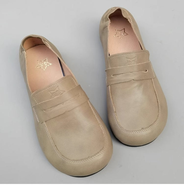 Genuine Leather Women's Flats with Wide Fit & Big Toe Box