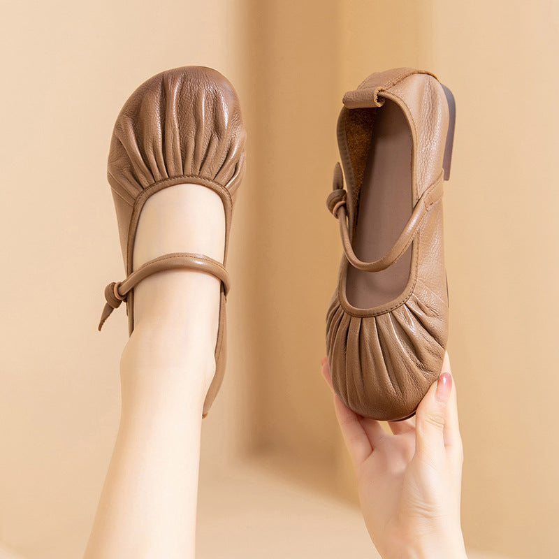 Women's Genuine Leather Mary Janes - Vintage Shell Soft Sole