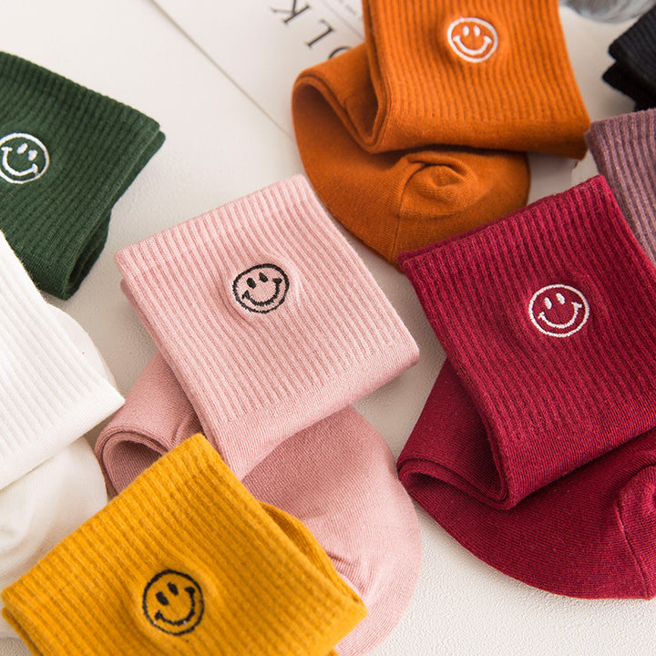 3 Pairs Smiley Cotton Socks Women's Socks