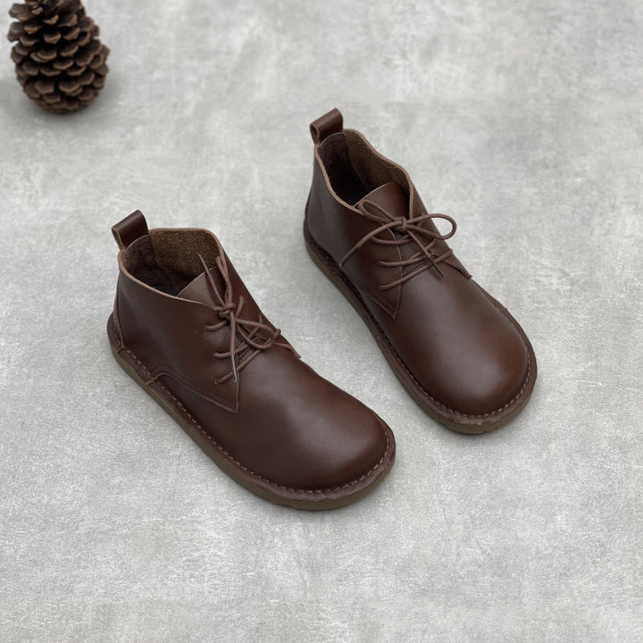 Women's Minimalist Leather Lace-Up Ankle Boots – Everyday Style