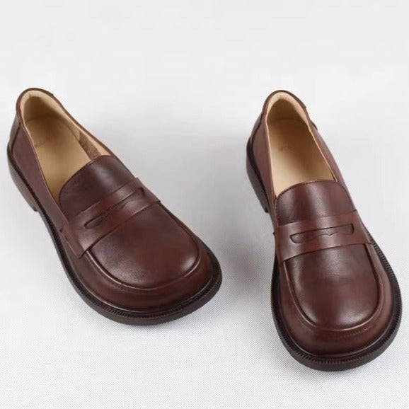 Handmade Women Loafers Big Toe Comfortable Soft Leather Shoes