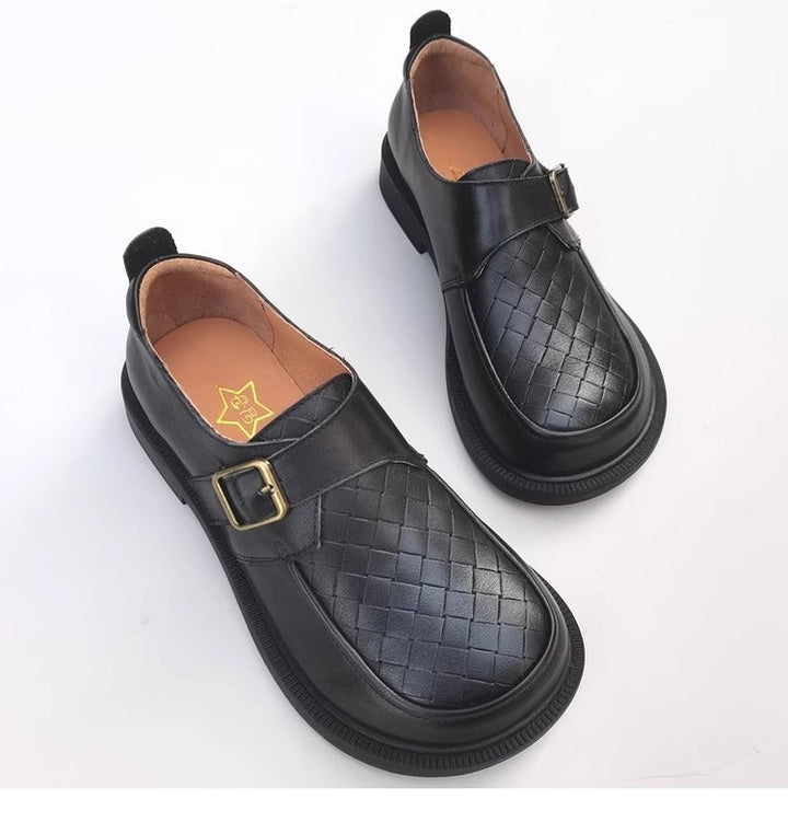 Genuine Leather Women's Loafers - Wide Fit & Big Toe Box British Style Slip-On