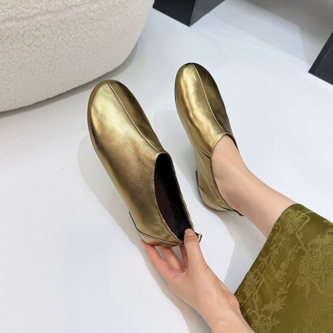 Women's Soft Sheepskin Ballet Flat Shoes Slip On Round Toe Loafers