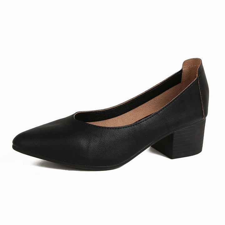 Women's Leather Mid Heel Multicolor Slip On Comfortable Pump