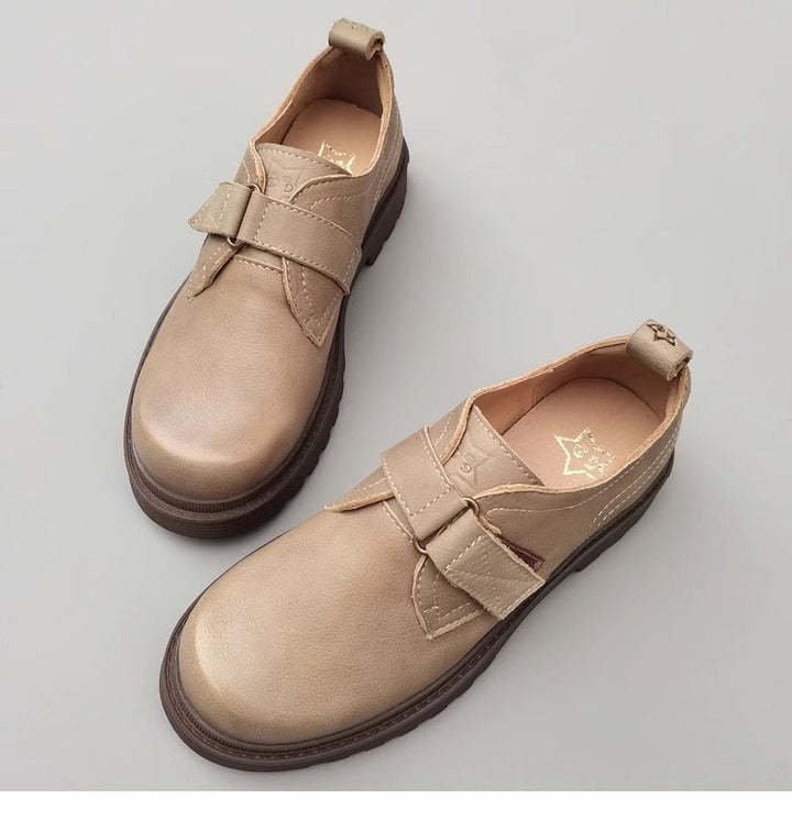 Womens Genuine Leather JK Uniform Shoes Loafers for Wide & Fat Feet
